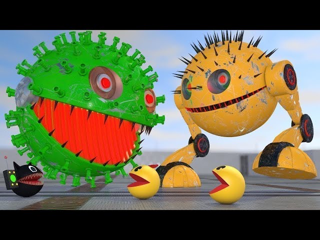 Pacman's Best Adventures Compilation | Pacman vs Two-Legged, Spiky, Corona Robot | Fireknight99