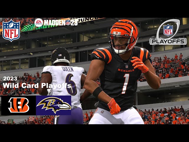 Cincinnati Bengals vs Baltimore Ravens 2023 Wild Card Playoffs Simulation Madden 23 PS5 4k Game play