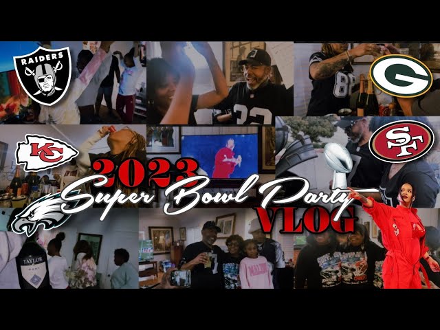 2023 SUPER BOWL PARTY VLOG FOOD, FAMILY, MUSIC, DRINKS & MORE || RIHANNA’S PREGNANCY REVEAL 🥹