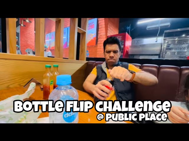 Bottle flip challenge in family members @ Public place Impressed By @MrBeast @HaimWorldVlogs