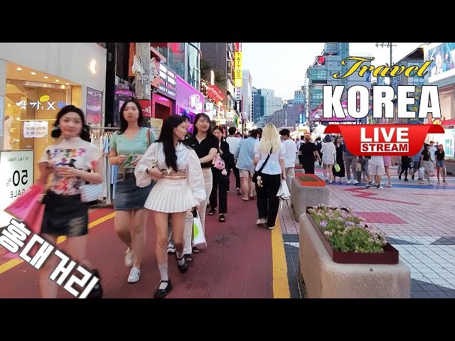 Seoul Korea Live 😻 Exciting Korean Food Street walking tour | Korea travel Hongdae Night Street