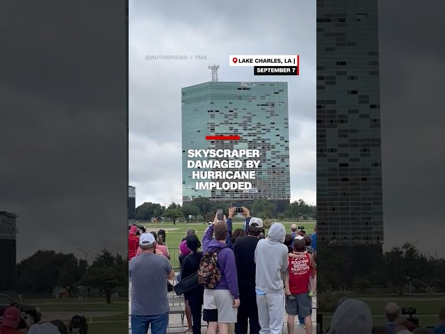 Skyscraper damaged by hurricane imploded