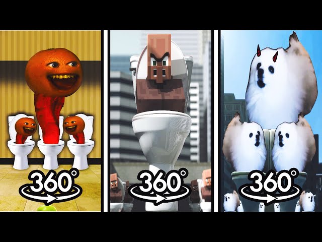 Annoying Orange Toilet vs Skibidi Toilet Minecraft Villager vs Skibidi Dog Toilet | 360º VR (NEW)