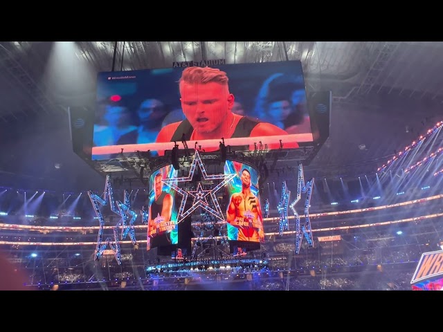 Pat Mcafee Vs Austin Theory at Wrestlemania 38 at Jerry world.