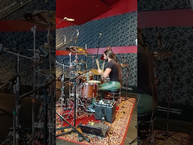 Giacomo Torti recording drums for ninth Hour Of Penance album