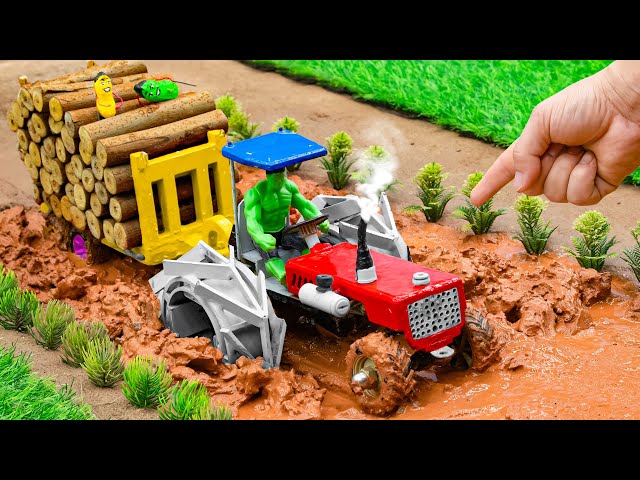 diy mini tractor dengerous stuck in mud with full trolley wood science project