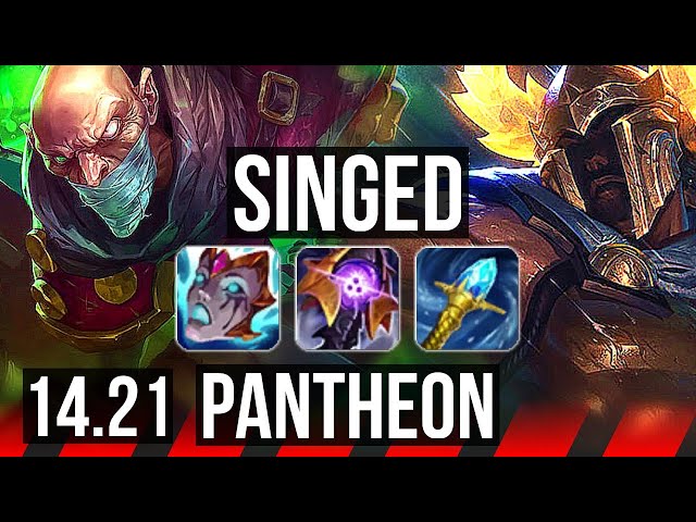 SINGED vs PANTHEON (TOP) | Rank 1 Singed, 2400+ games, Dominating | EUW Challenger | 14.21