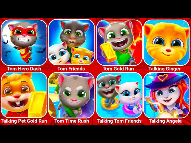 Talking Tom Hero Dash, Talking Pet Gold Run, Tom Candy Run, Talking Tom Jetski, Tom Blast Park...