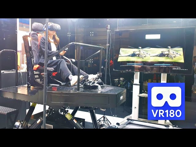 3D VR WOW!!! Amazing helicopter apache flight game simulation machine at Electronics Show