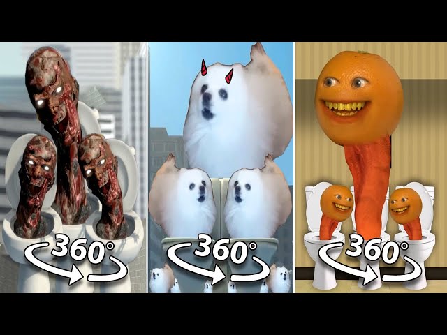 Skibidi Zombie Toilet vs Skibidi Dog Toilet 13 vs Annoying Orange Toilet | 360º VR