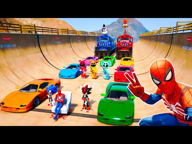 GTA V Super Heroes Take On Stunt Map Car Race Challenge On Super Cars #2