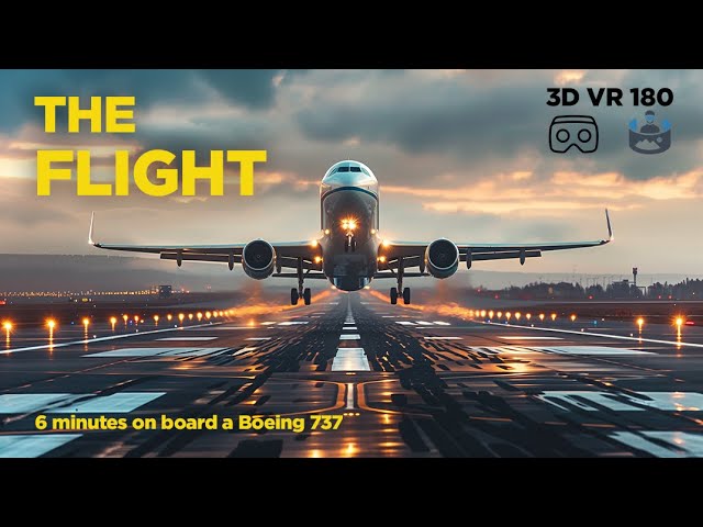 Relaxing Airplane Flight in 3D VR 180: Soothing Sounds from Takeoff to Landing | 6-Minute Break