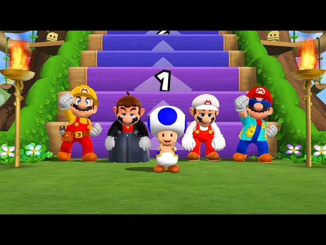 Mario Party 9 - Step It Up Mario Builder Vs Mario Hakama Vs Mario Ice Vs Mario Sunshine