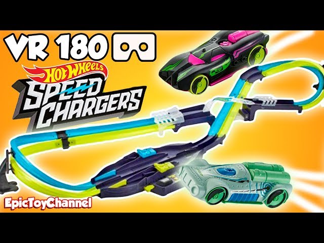 HOT WHEELS Speed Chargers LED Racers Figure 8 Raceway a VR180 Hot Wheels Race Video