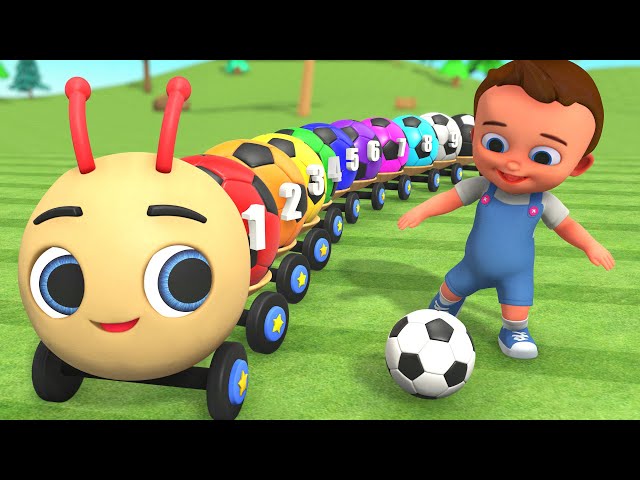 Learn Colors Numbers for Kids with Little Babies Fun Play | Soccer Balls Caterpillar Train 3D Edu