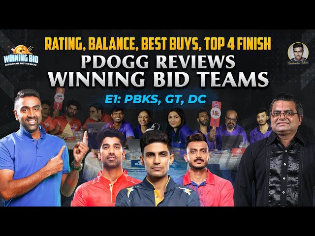 PDogg reviews #WinningBid teams | PBKS, GT & DC Rated on 100 | Best Buys & Top 4 Chances | R Ashwin