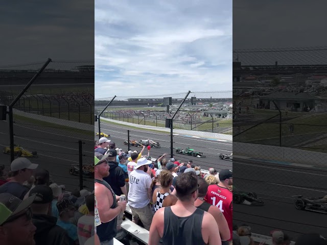 Lap 156 Restart of the 2023 Indianapolis 500 Fan Perspective/View From Stands