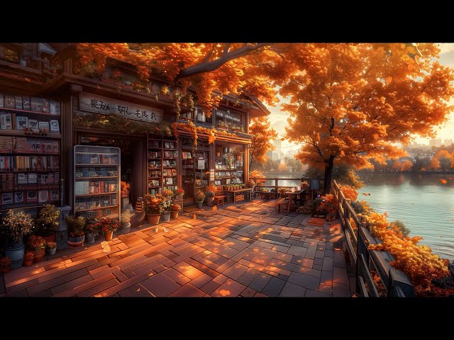 🍂 Autumn is Here 🍂 Book cafe at the Lake | Lofi Hip Hop Calm your Soul ~ For Relax and Better Sleep