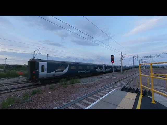 Caledonian Sleeper passing Carstairs on 2023-06-16 at 2138 in VR180