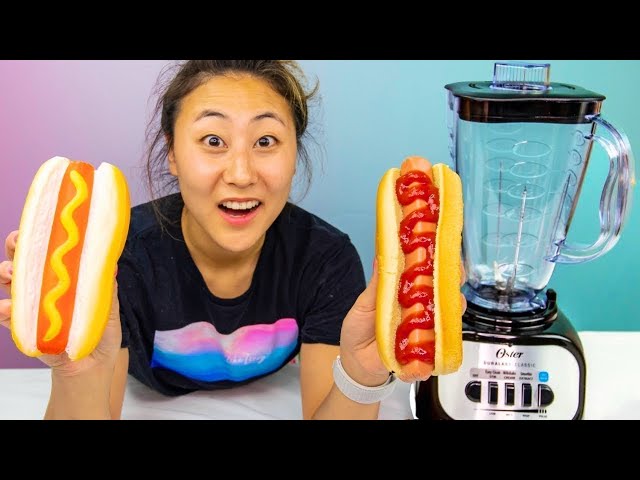 SQUISHY FOOD VS. REAL FOOD!! (WILL IT BLEND?!)