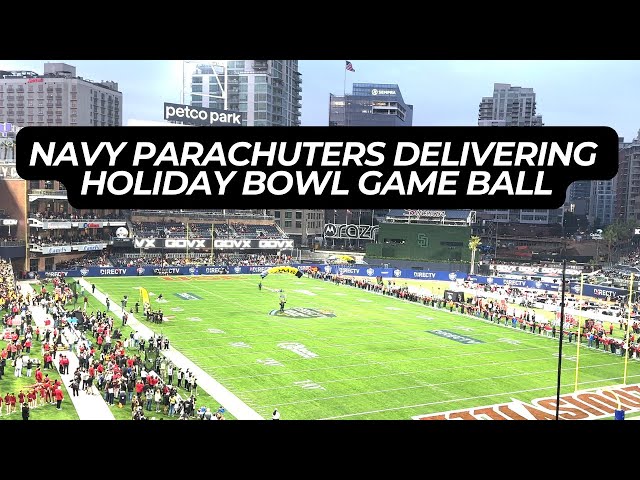 Navy Parachuters Delivering Holiday Bowl Game Ball