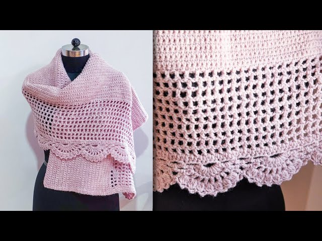 Crochet Shawl With Lace Edging | Tutorial