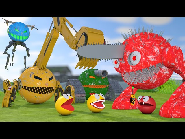 Pacman vs Monsters #4 Compilation (Excavator, Tank, Chainsaw, Flying Robot Monsters)