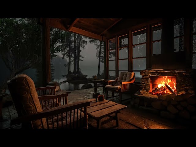 Cozy space by the lake with fireplace to relax and watch the gentle rain - reduce stress