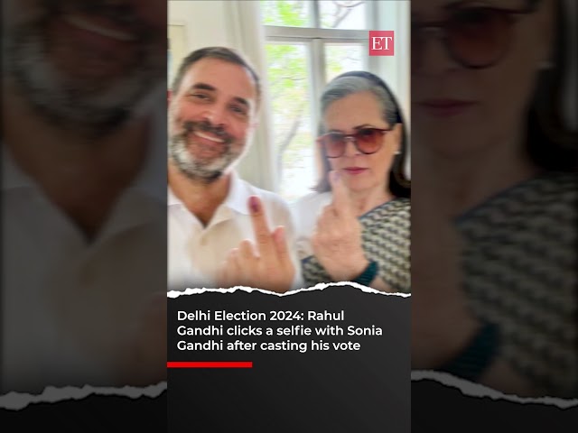 Delhi Election 2024: Rahul Gandhi clicks a selfie with Sonia Gandhi after casting his vote