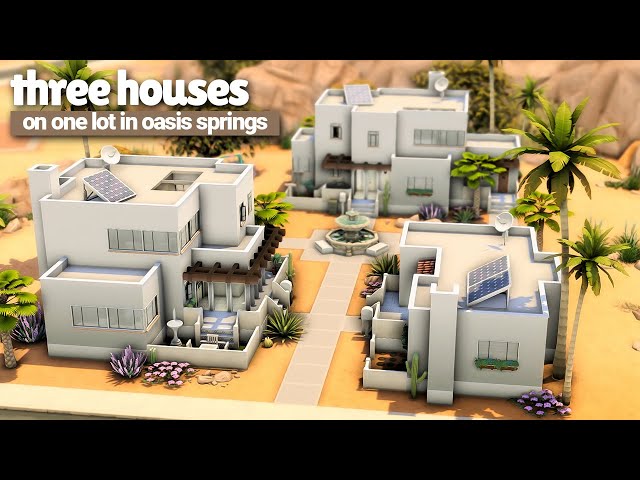 3 ADOBE HOUSES, 1 LOT 🌵 The Sims 4 Save File Speed Build | No CC