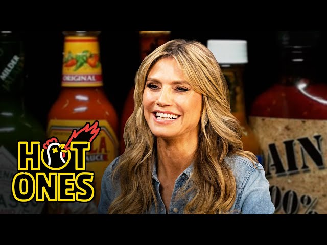 Heidi Klum Strikes a Pose While Eating Spicy Wings | Hot Ones