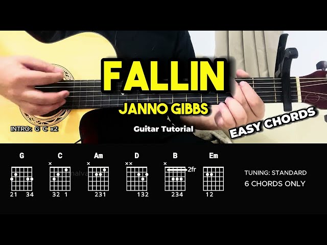 Fallin - Janno Gibbs | Easy Guitar Chords Tutorial For Beginners (CHORDS & LYRICS) #guitarlesson