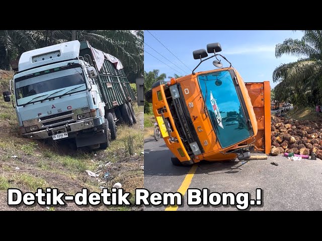 Detik-detik Rem Blong Truk Tumbang