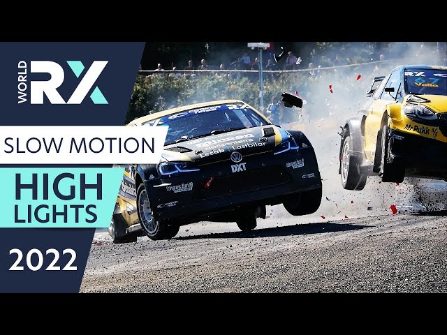 Spectacular 2022 World Rallycross action moments in slow motion!