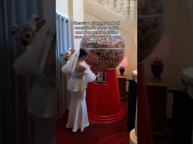 Epic Wedding Photo Spot: Giant Gumball Machine Steals the Show