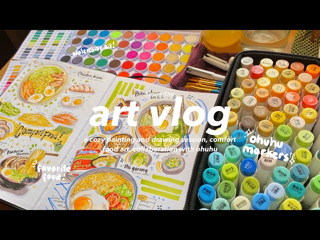 🌱cozy art vlog with ohuhu watercolors and art markers 🌱