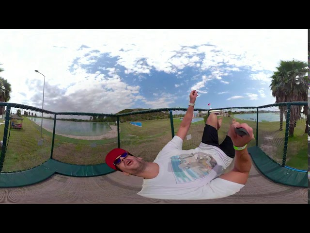 backflip on trampoline 360 view