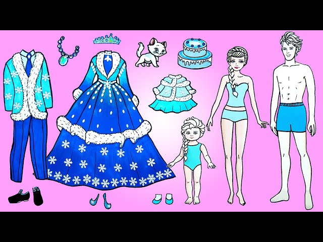 Vestir Muñecas De Papel | Elsa And Daughter Winter Costume Dress Up | Woa Doll En Spanish