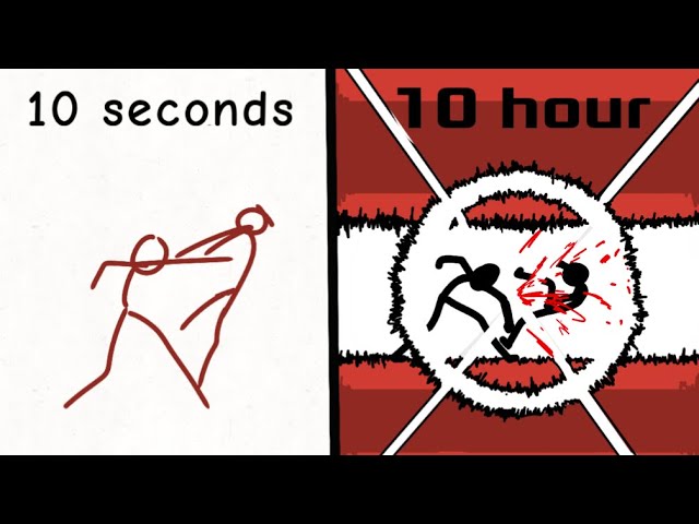 Stickfigure Fight | 10 seconds vs 10 hour | Animation Challenge