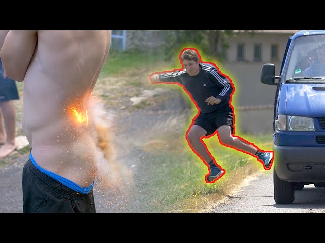 Ass Firecracker + Jumping out of a car at 50km/ph!