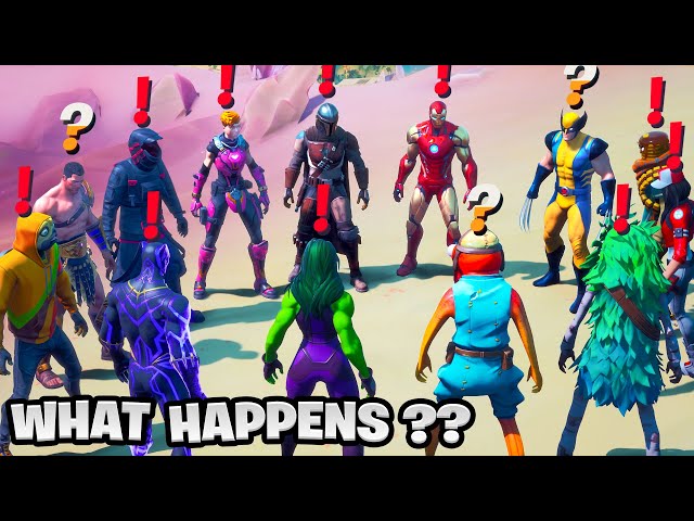 What Happens if ALL BOSSES Meet in Fortnite (Ironman, Wolverine, Mandalorian, Reese, Mancake etc)