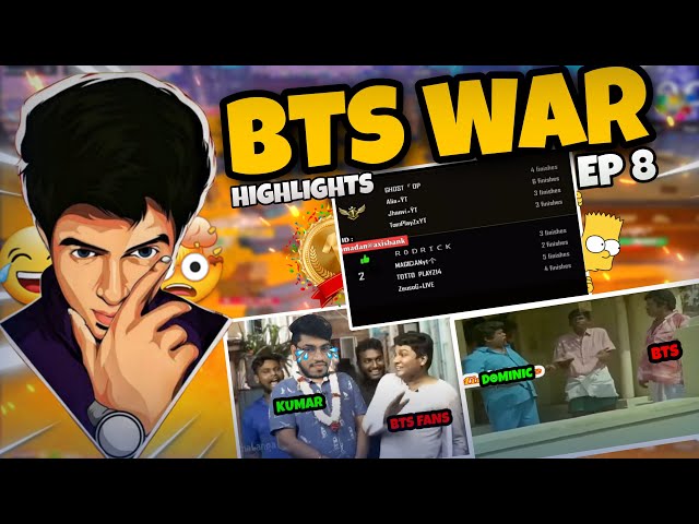 BTS War Highlights | Ep-8 | #bgmi  #bgmilive  #madanop  #madan  #bts