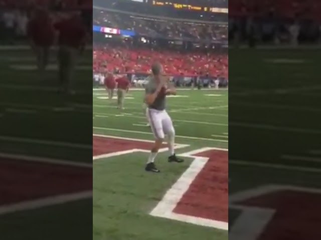 Alabama QB Jake Coker warming up before the 2014 season opener vs. West Virginia