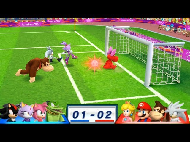 Mario & Sonic At The London 2012 Olympic Games Football #124 With Peach, Mario, Donkey Kong, Silver