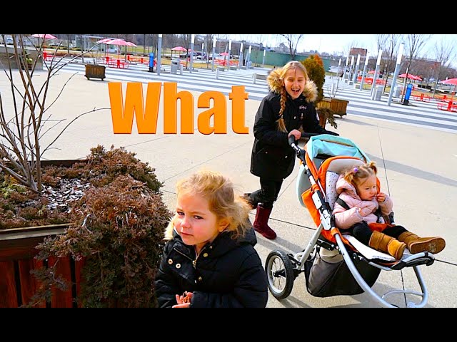 Nastya and friends playing inside and outside children museum