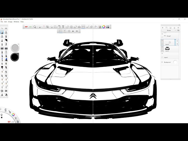 How To Sketch A Car Using SYMMETRY Tool (front view)