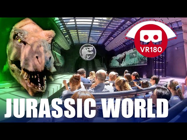 VR 180° Jurassic World Ride | Dinosaur Highlights at Universal Studios Hollywood