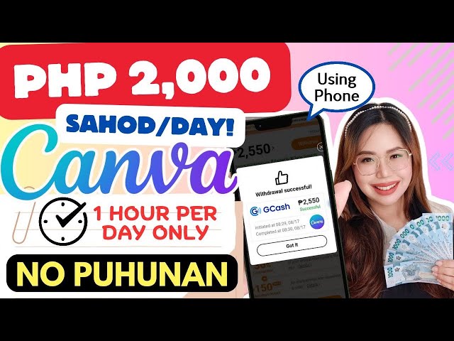 ₱2,000/DAY SAHOD USING CANVA | NO PUHUNAN! GAMIT LANG NG PHONE KAHIT SA BAHAY | SAHOD SA GCASH