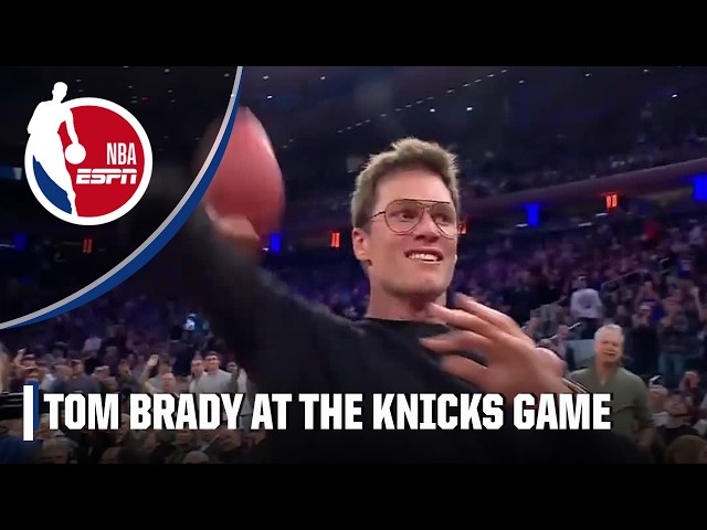 Tom Brady throws a football into the crowd at MSG | NBA on ESPN