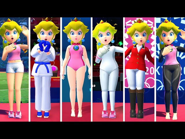 Mario & Sonic at the Olympic Games Tokyo 2020 - All Peach Outfits (Very Hard)